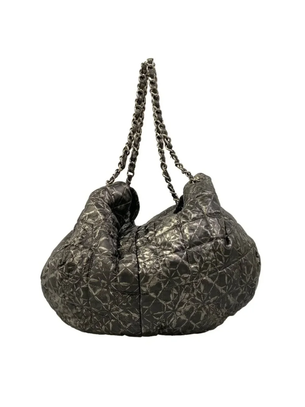 Chanel Tote Melrose Cabas Black Silver Chain